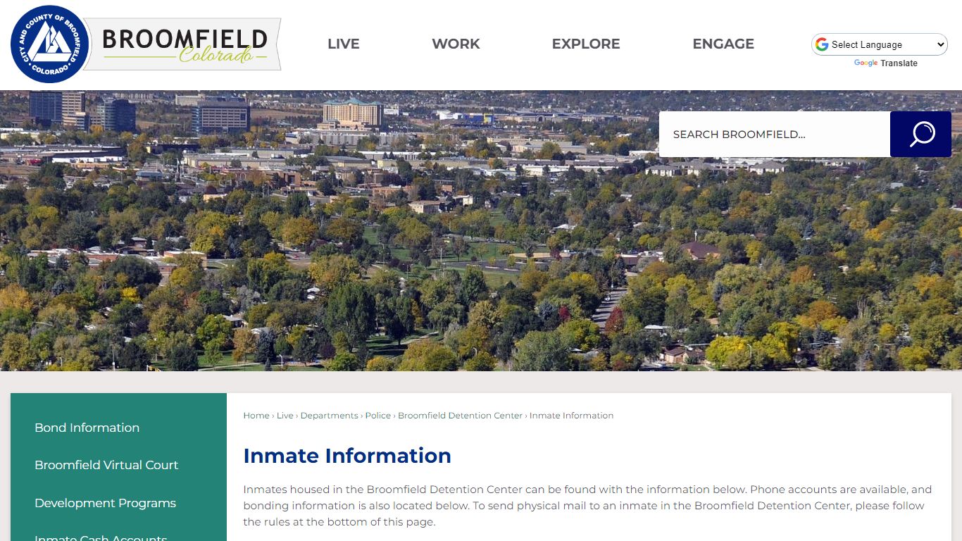 Inmate Information | City and County of Broomfield - Official Website