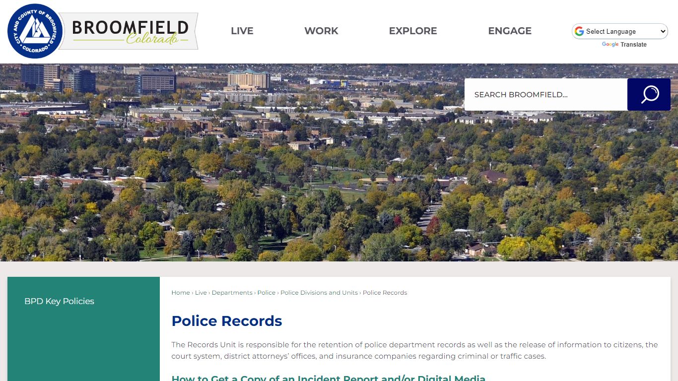 Police Records | City and County of Broomfield - Official Website